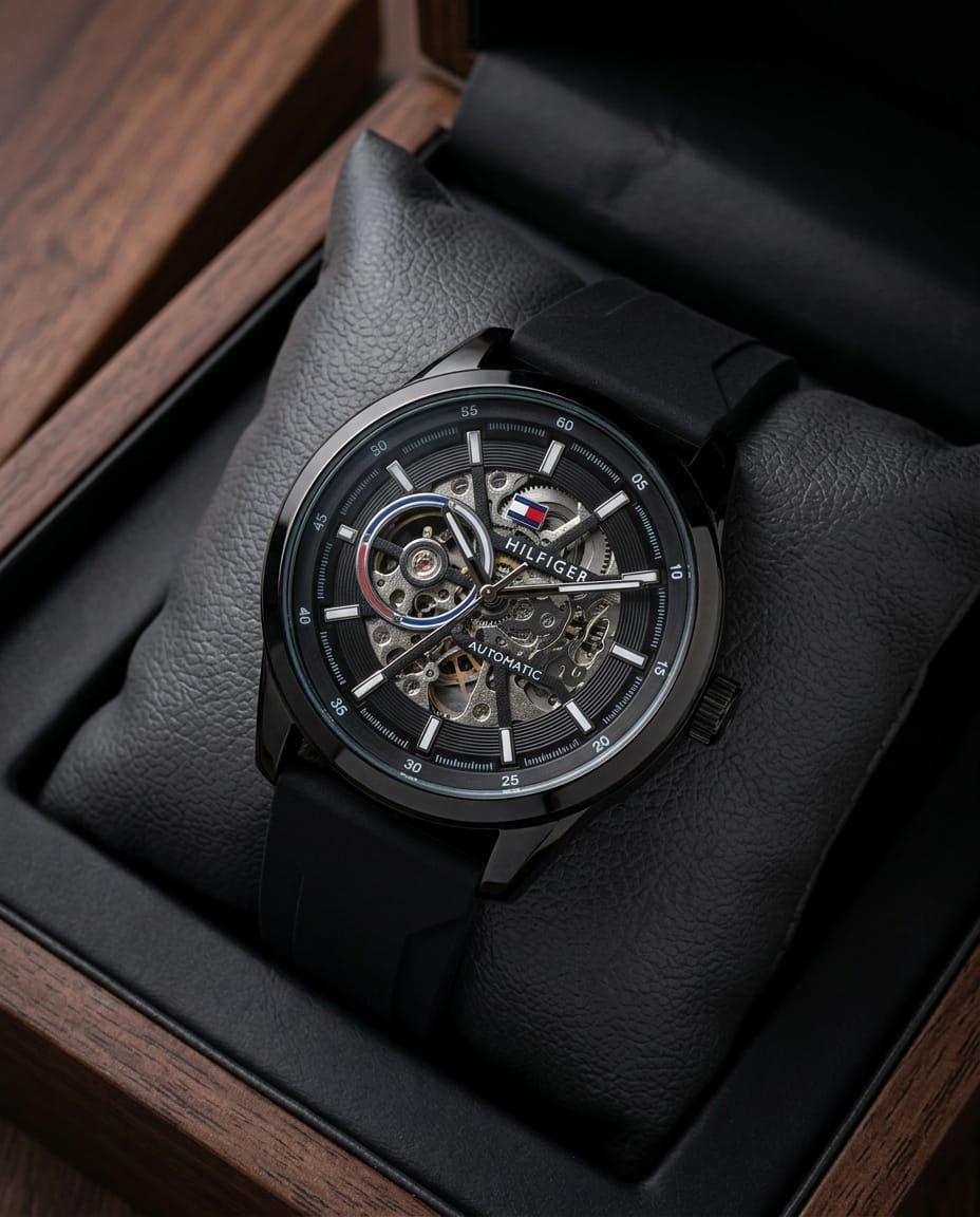 Tommy Hilfige_r Automatic Silicon Full Black - Image 3