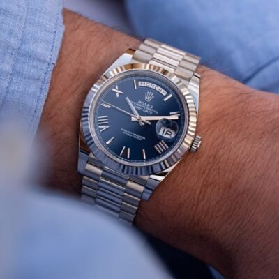 Rolee_x Oyster Perpetual Day Date 40 Battery Silver-Blue