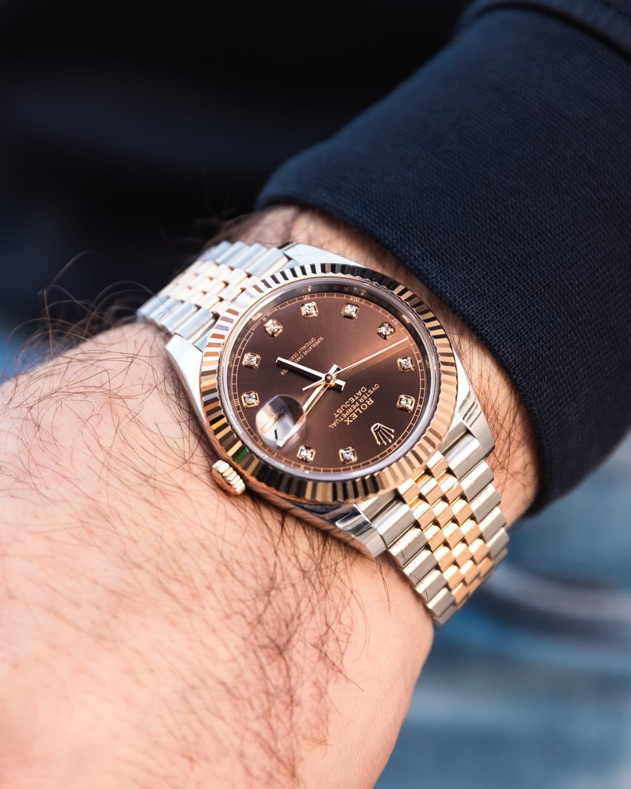 Rolee_x Oyster Perpetual Date Just 2Ton Copper Brown Diamond - Image 2