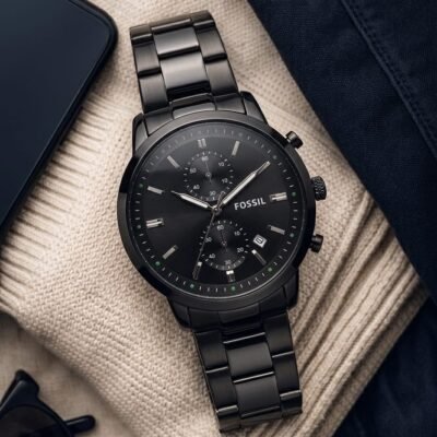 Fossii_l Minimalist Chronograph Black-Silver