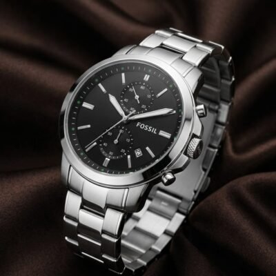 Fossii_l Minimalist Chronograph Silver-Black
