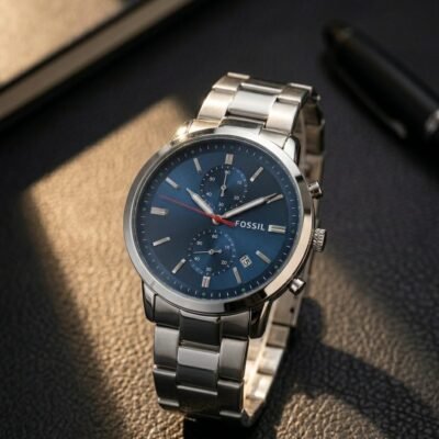 Fossii_l Minimalist Chronograph Silver-Blue