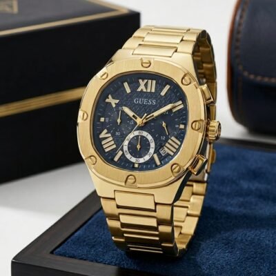 Guess Square Chronograph Gold-Blue