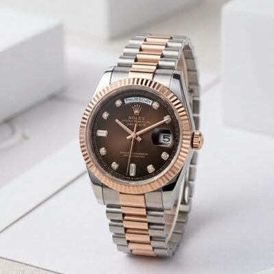 Rolee_x Oyster Perpetual Day Date Diamond 2Ton-Copper-Brown 40 Battery