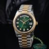 Rolee_x Oyster Perpetual Day Date Diamond 2Ton-Gold-Green 40 Battery