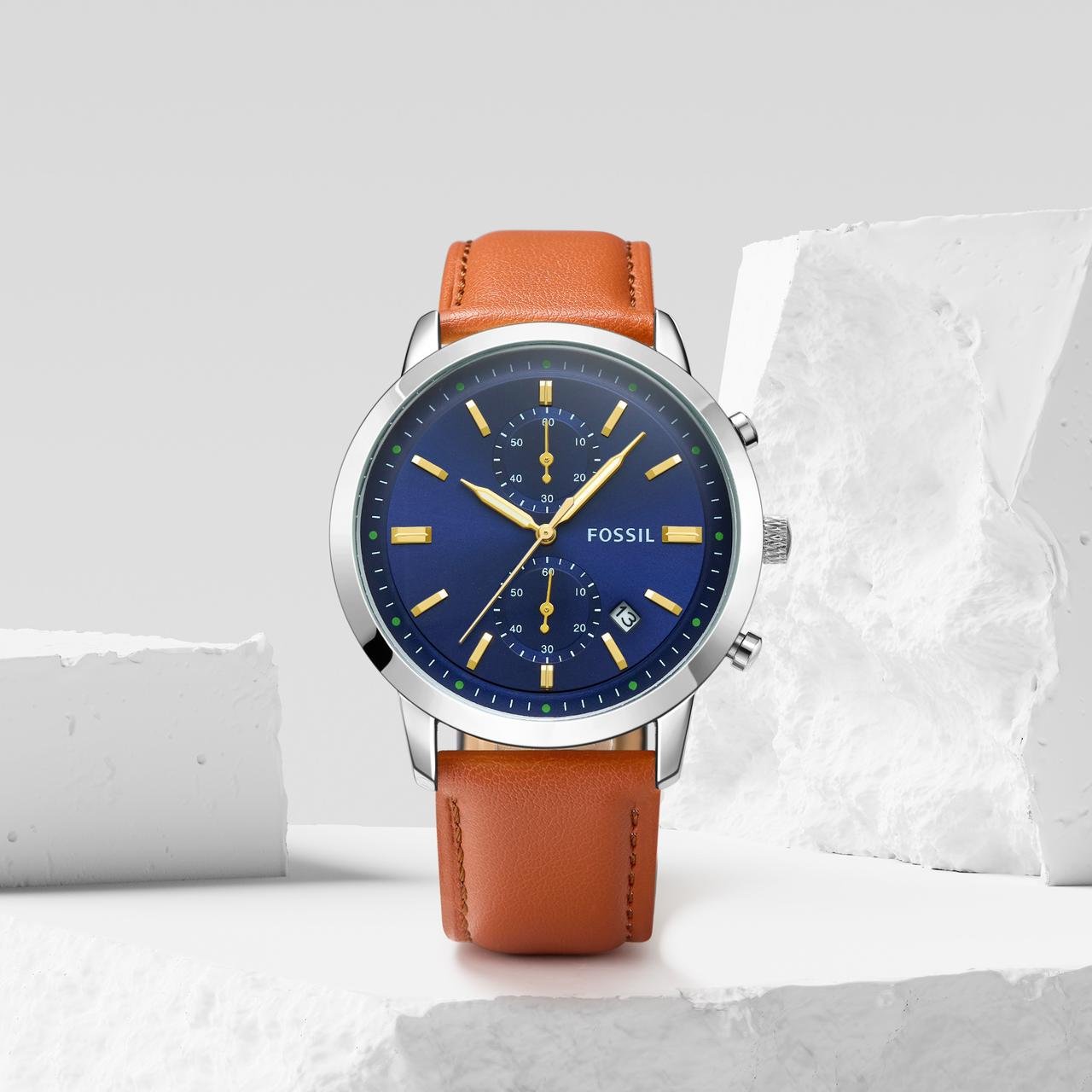 Fossii_l Townsman Chronograph LightBrown-Silver-Blue