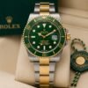 Rolee_x Oyster Perpetual Submarine 2Ton-Gold-Green